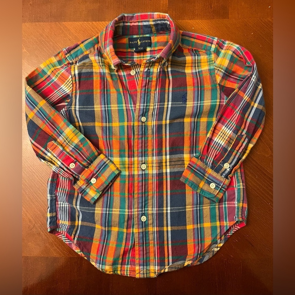 Ralph Lauren Boys Plaid Shirt Button Down Long Sleeve 3/3T